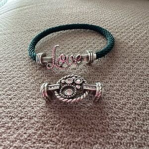 Brighton Silver and Green Love Bracelet and interchangeable adornments  NC